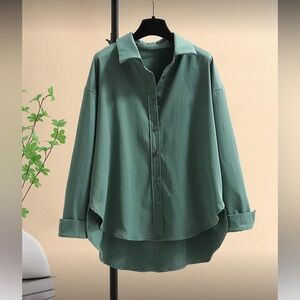Green Women's Button-Up Shirt